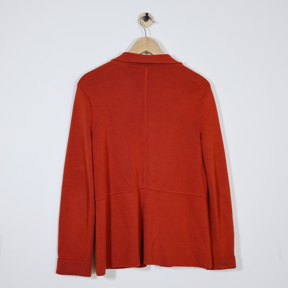 Talbots Womens Burnt Orange Knit Blazer Jacket Cotton Blend Pockets Size M Fall - Picture 3 of 12